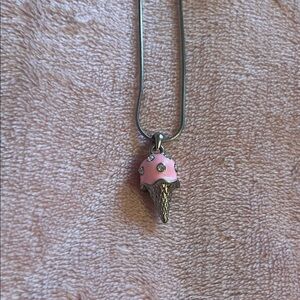Pink Ice Cream Cone Pendant Necklace